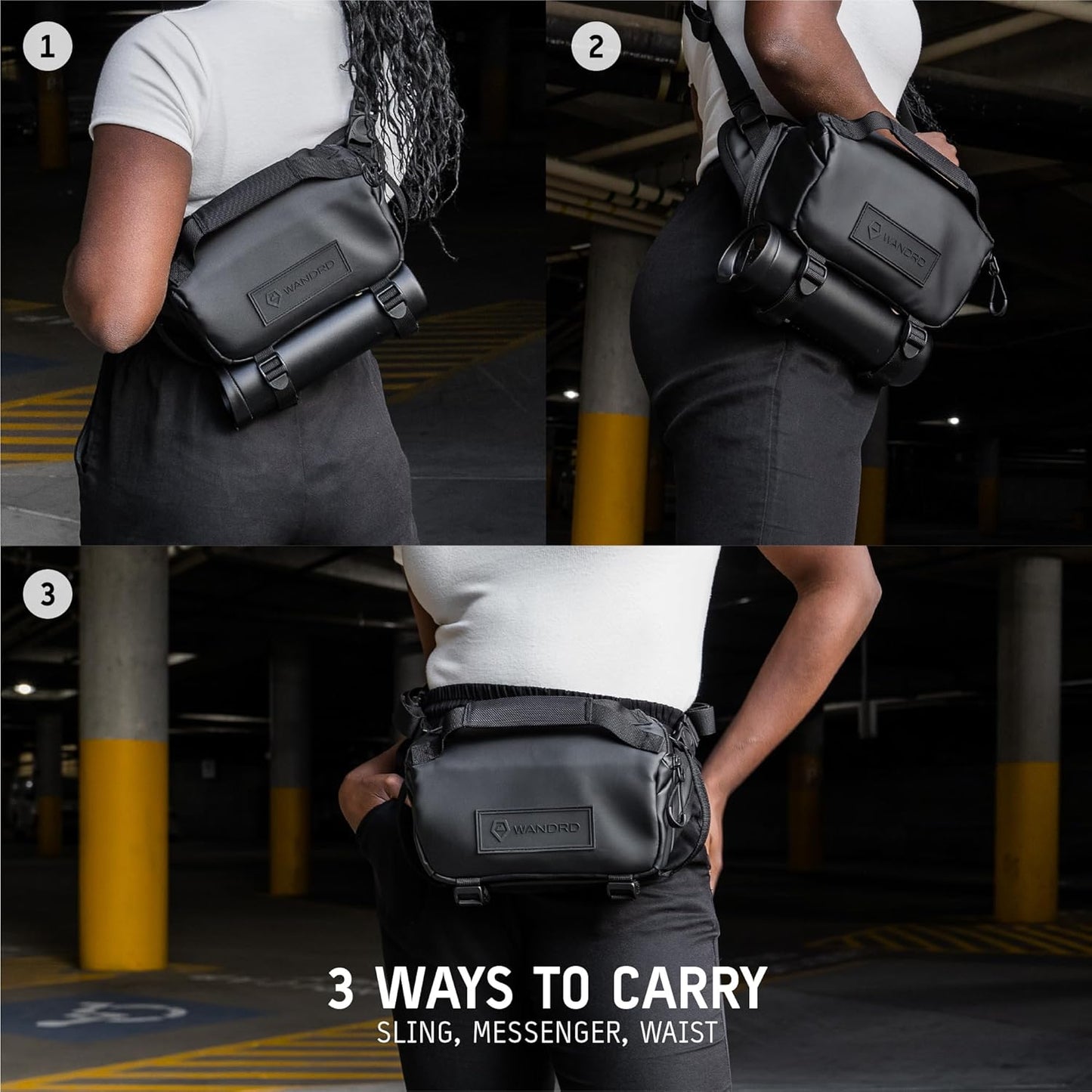 WANDRD ROGUE V1 9L Sling: Compact Camera Sling and Crossbody Bag with Fast Access, 3-Way Carry– Lightweight Everyday Bag Great for Travel, Photography, and Daily Use (Black)