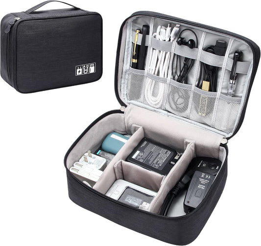 Electronics Organizer Travel Universal Cable Organizer Bag Waterproof Electronics Accessories Storage Cases for Cable, Charger, Phone, USB, SD Card, Hard Drives, Power Bank, Cords