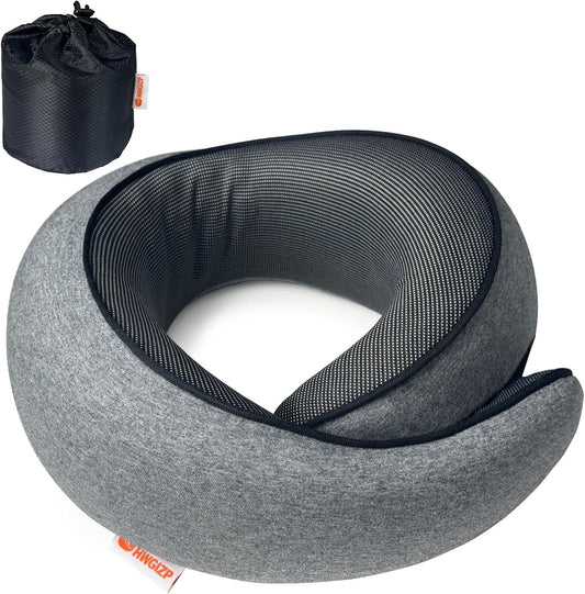 Travel Pillow | High-Density Memory Foam Pillow with 360° Surround Support. Ergonomically Designed. Ideal for Airplane Travel and Home Use.