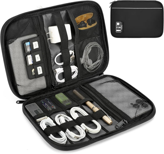 Electronic Organizer Travel Case, All-in-One Portable Cable Organizer Bag for Storage, Cord Organizer Tech Accessories for Cables, Chargers, Power Bank, Flash Drive,SD Card
