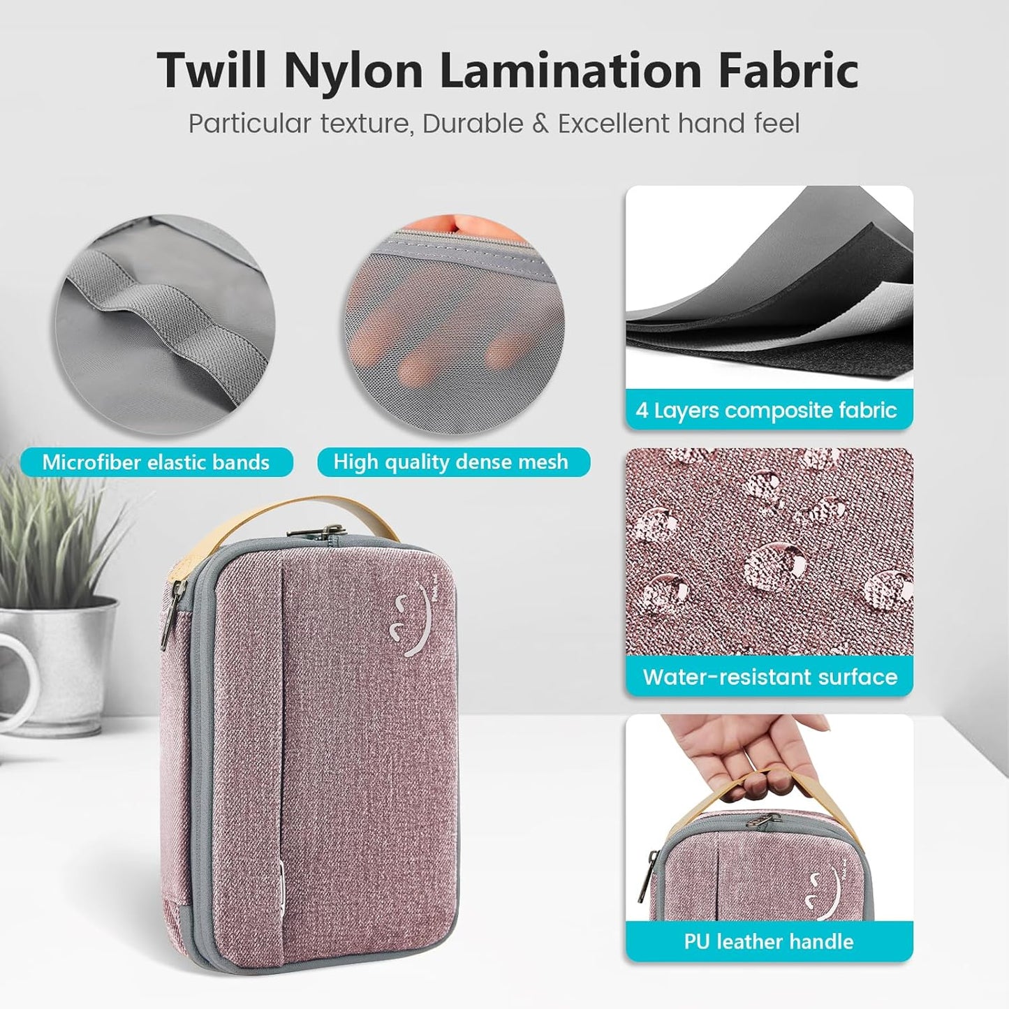 Travelkin Travel Electronic Cord Organizer Travel Case, Travel Cable Organizer Bag For Charger, Phone, Sd Card, Sim Card, Earphone, Usb Drives (Pink)