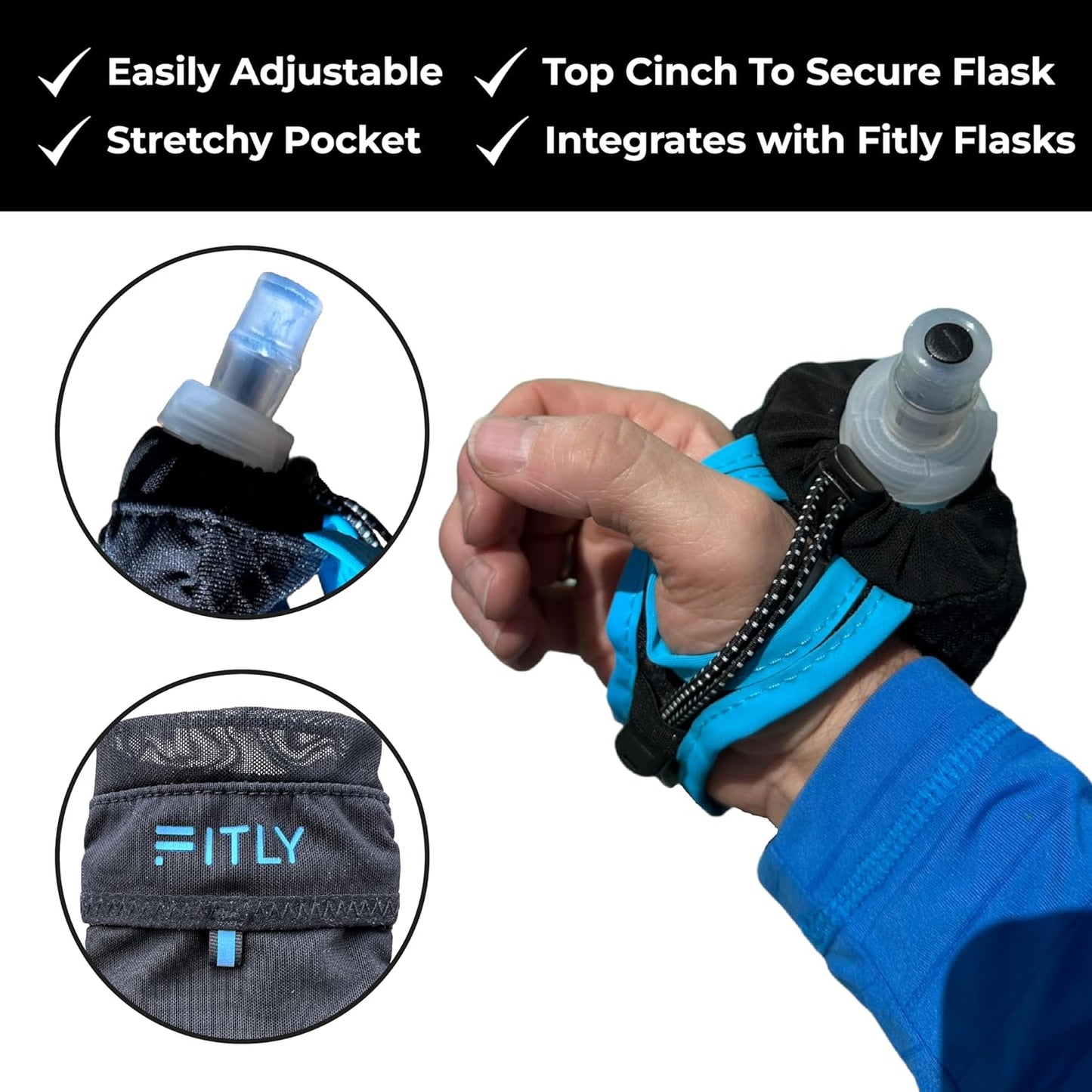 FITLY Soft Flask - Shrink As You Drink Soft Water Bottle for Hydration Pack - Folding Water Bottle Ideal for Running, Hiking, Cycling, Climbing & Rigorous Activity