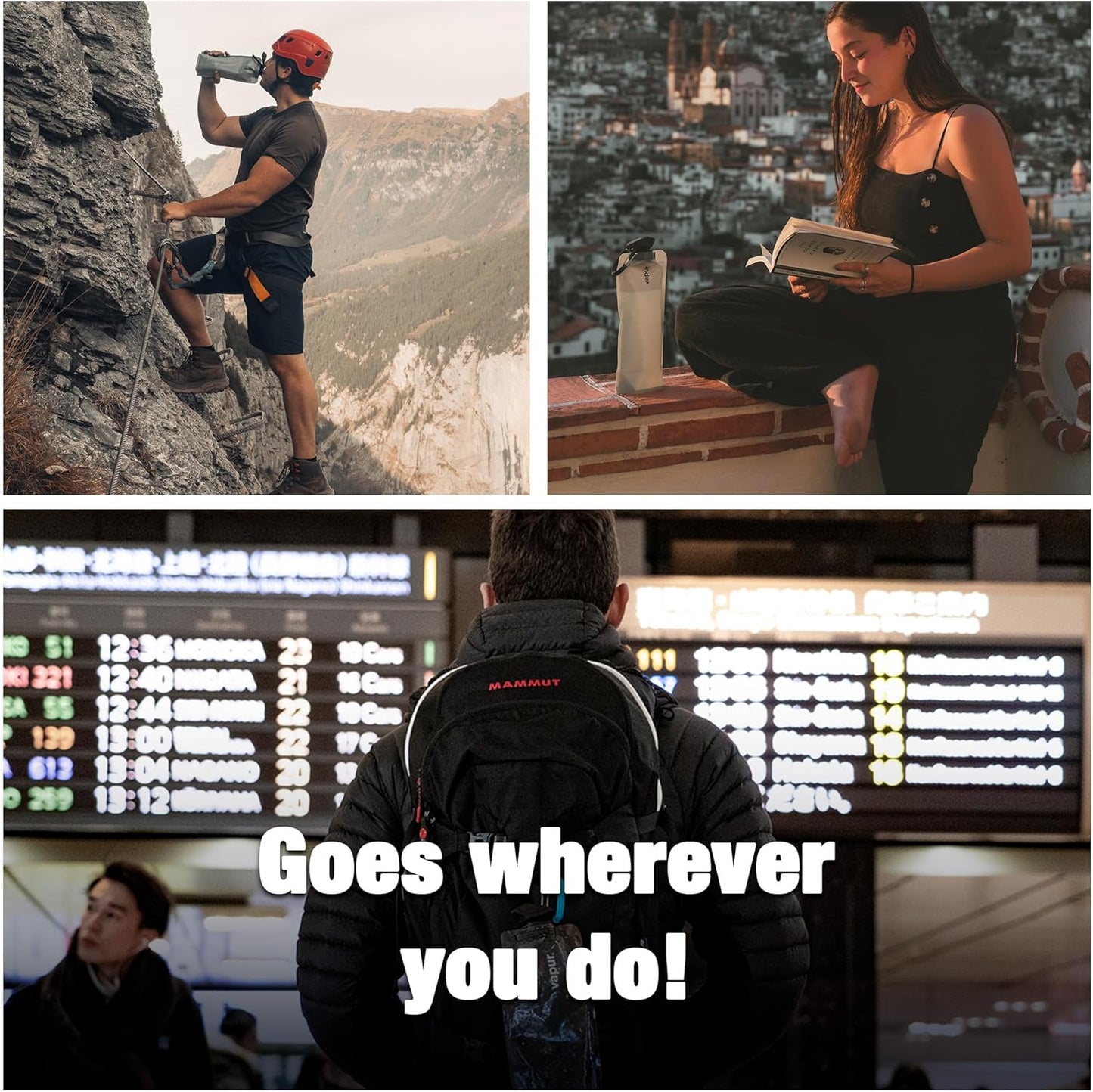 Vapur Flexible, Collapsible Wide Mouth Anti-Bottle with Detachable Carabiner, 23 Ounce, Water, Pack of 2