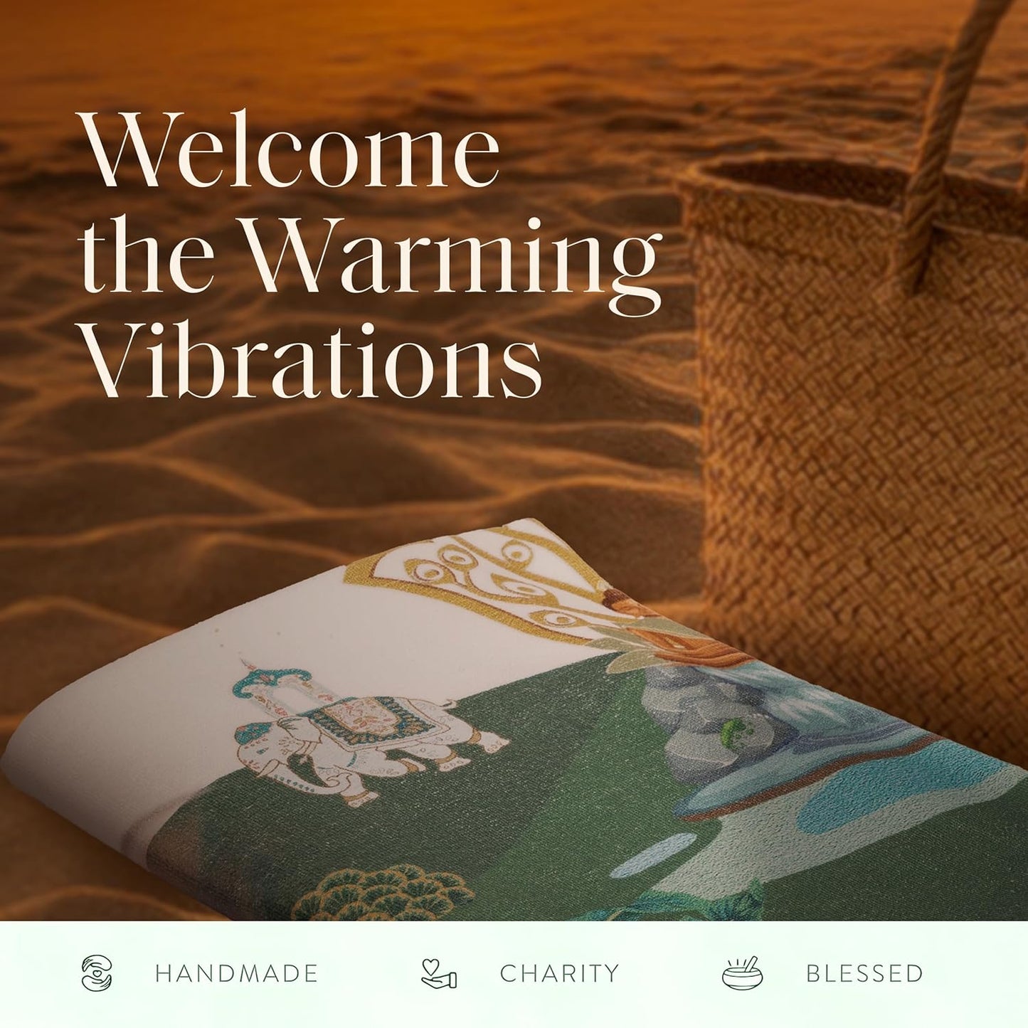 KARMA AND LUCK Dreamy Escape Beach Towel for Women & Men, Evil Eye, Hamsa Hand, Lotus, Butterfly, and Elephant Premium Designs, Cotton Beach Towels for Swimming, 61” x 28”