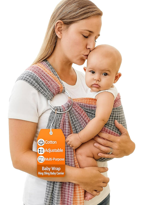 Hip Baby Wrap Ring Sling Baby Carrier for Infants and Toddlers - 100% Soft Cotton Baby Wraps Carrier for Babies 8-35 lbs - Perfect Baby Shower Gifts Moms and Dads - Nursing Cover (Rainbow Honeycomb)