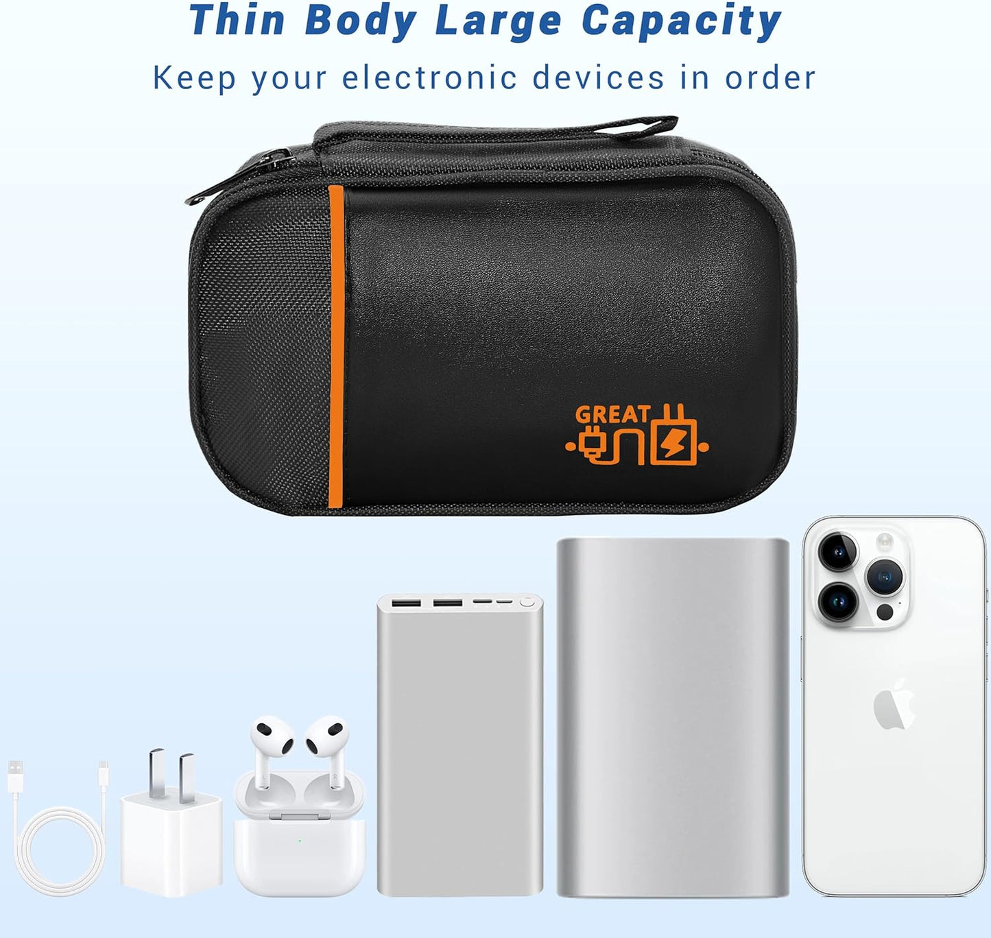 Electronics Organizer,Travel Cord Organizer Pouch, Portable Cable Organizer Bags, Waterproof Electronic Accessories Storage Case for Cables, Cords, Charger, Phone (Single Layer-Small-Black)