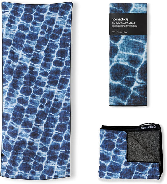 Nomadix Original Towel - Perfect for Beach, Pool, Travel, Camping, Yoga - Made with Recycled Materials - Super Absorbent - Sand Resistant- Aqua Blue - 72.5x30