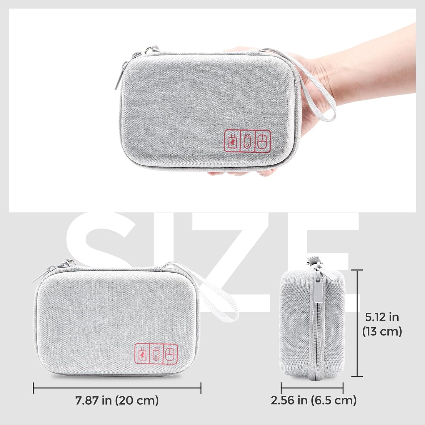 ProCase Hard Travel Electronic Organizer Case for MacBook Power Adapter Chargers Cables Power Bank Apple Magic Mouse Apple Pencil USB Flash Disk SD Card Small Portable Accessories Bag