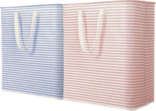 Lifewit 2 Pack Laundry Hamper Large Collapsible Laundry Basket, Freestanding Waterproof Cloth Hamper with Easy Carry Handles in Laundry Room Bedroom Bathroom Dorm for Adult, Pink&Blue, 2 x 100L