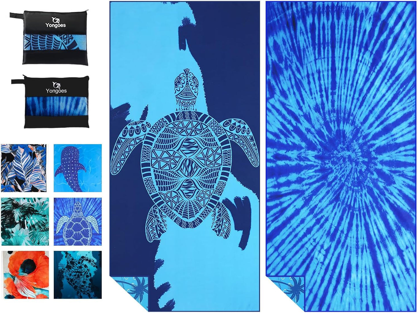 2 Pack Microfiber Lightweight Thin Beach Towel Sand Free Quick Dry Super Absorbent Large Towels for Swimming Pool Yoga Gym Travel Vacation Beach Accessories Essentials for Adults