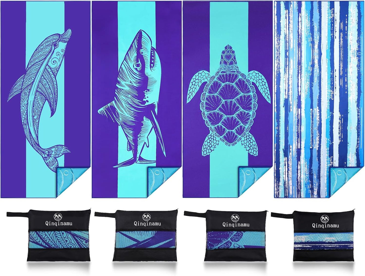 4 Pack Microfiber Oversized Lightweight Beach Towel 71"x32" XL Extra Large Thin Sand Free Towels Travel Swim Pool Yoga Gym Camping for Adults Beach Essentials Accessories Vacation Gift
