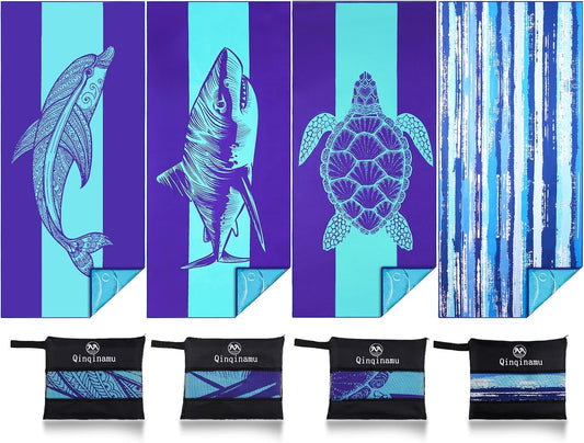 4 Pack Microfiber Oversized Lightweight Beach Towel 71"x32" XL Extra Large Thin Sand Free Towels Travel Swim Pool Yoga Gym Camping for Adults Beach Essentials Accessories Vacation Gift
