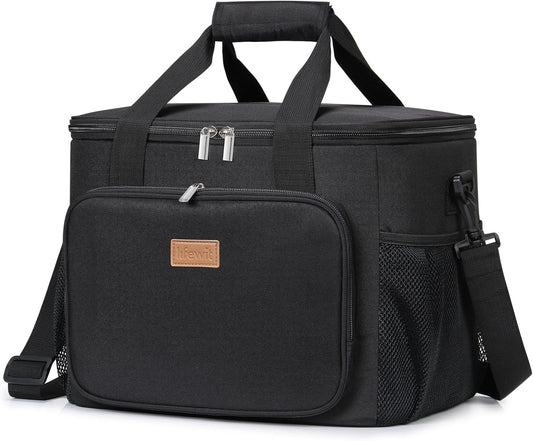 Lifewit Large Lunch Bag Insulated Lunch Box Soft Cooler Cooling Tote for Adult Men Women, Black 40-Can (24L)