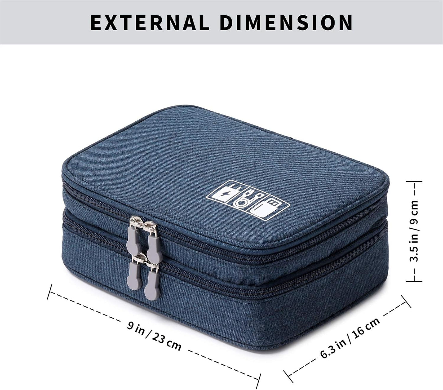 MIRLEWAIY Travel Cord Cable Organizer, Portable Electronics Accessories Carrying Bag Storage Case for Dad's Day Hard Drives, Cable, Cord, Charger, Hard Drive, Earphone, Dark Blue