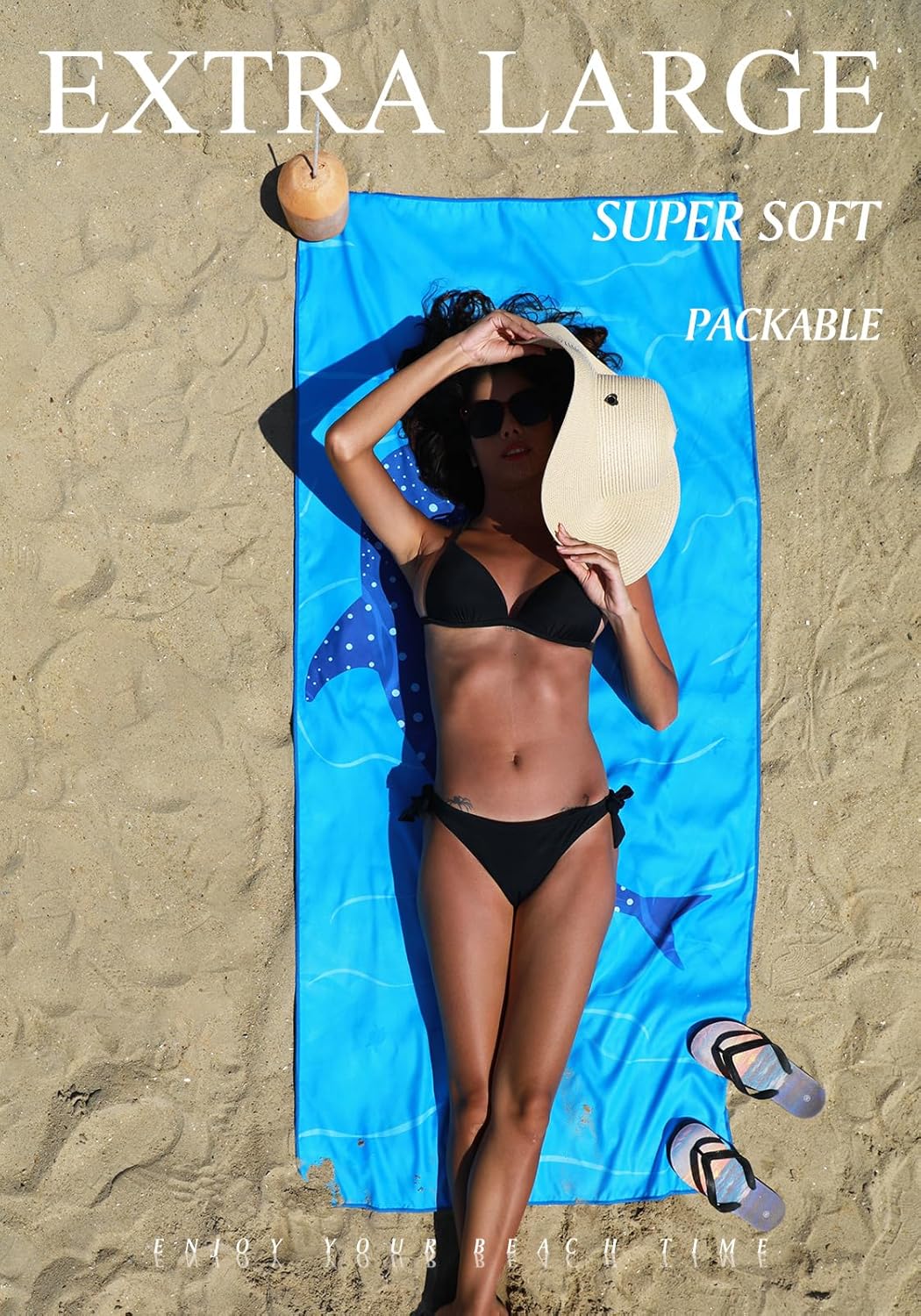 2 Pack Microfiber Lightweight Thin Beach Towel Sand Free Quick Dry Super Absorbent Large Towels for Swimming Pool Yoga Gym Travel Vacation Beach Accessories Essentials for Adults