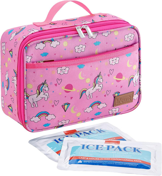 Lifewit Freezable Lunch Box, Insulated Reusable Lunch Bag with 2 Ice Packs, Mini Cooler Snack Bag for Bento Box for Salad, Sandwich, Snacks fo Men Women for Work, Pink 5L