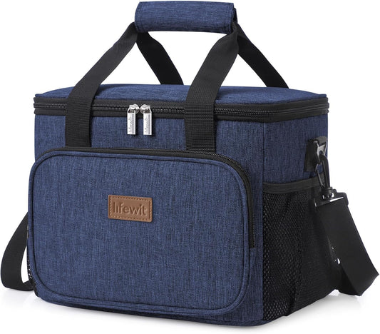 Lifewit Large Lunch Bag Insulated Lunch Box Soft Cooler Cooling Tote for Adult Men Women, Dark Blue 24-Can (15L)