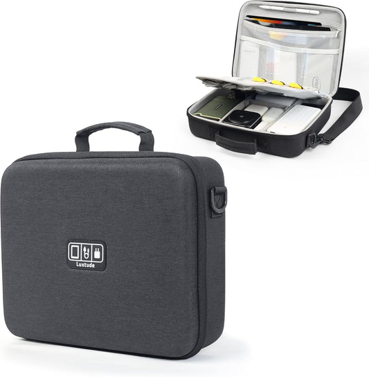 Luxtude Electronics Organizer Travel Case Large, Tech Organizers Travel Case, Hard Charger Organizers, Portable Cable Organizer, Travel Essentials for Charger/Mouse/Cash/Card, Tech Gifts