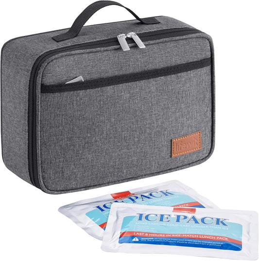 Lifewit Freezable Lunch Box, Insulated Reusable Lunch Bag with 2 Ice Packs, Mini Cooler Snack Bag for Bento Box for Salad, Sandwich, Snacks fo Men Women for Work, Dark Gray 5L