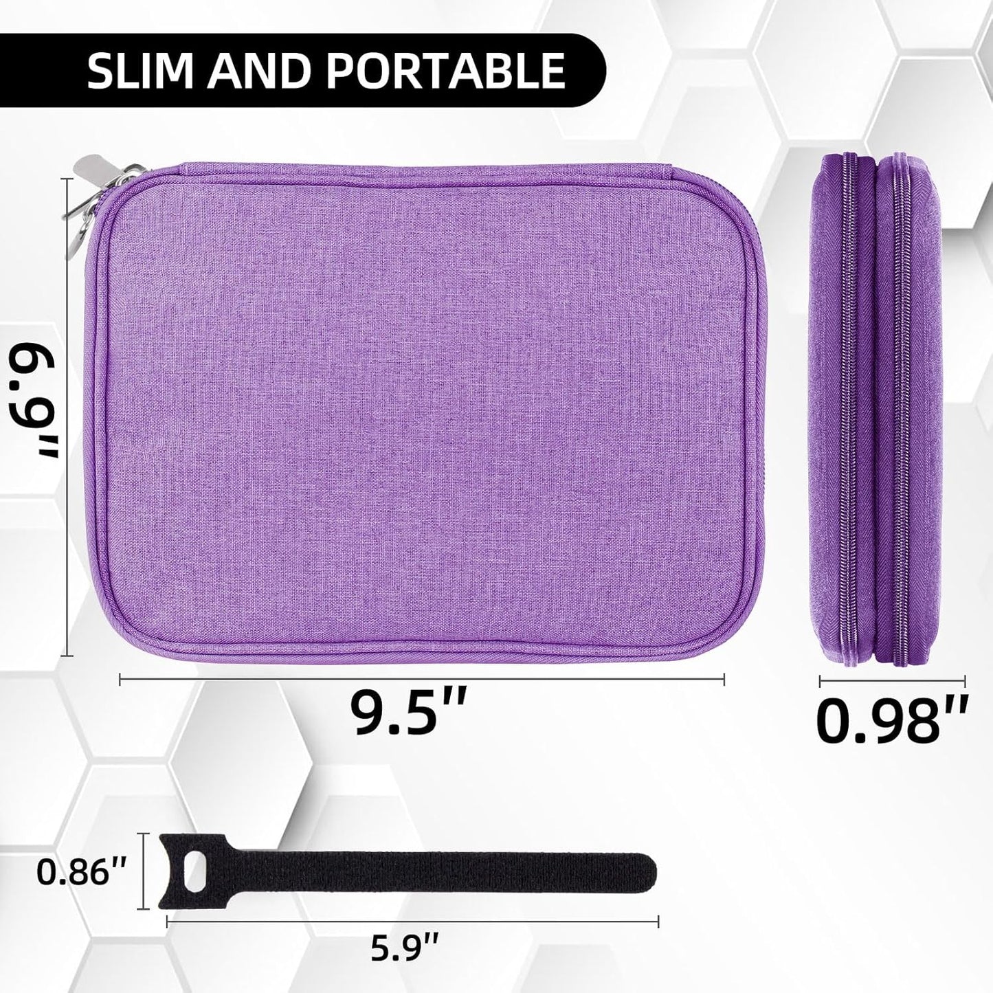 Electronics Organizer - Travel Cable Organizer Bag, Water Resistant Double Layers Pouch for Cord, iPhone, iPad Mini - Gift for Men Electronic Accessories Storage Case with 5 Cable Ties, Purple