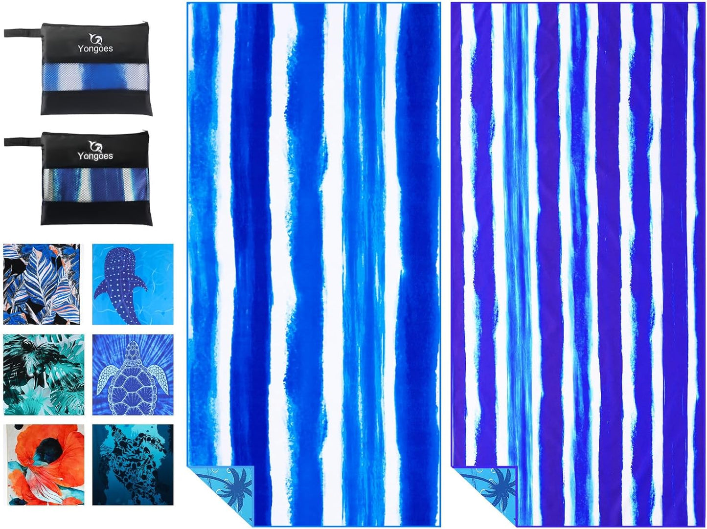 2 Pack Microfiber Lightweight Thin Beach Towel Sand Free Quick Dry Super Absorbent Large Towels for Swimming Pool Yoga Gym Travel Vacation Beach Accessories Essentials for Adults