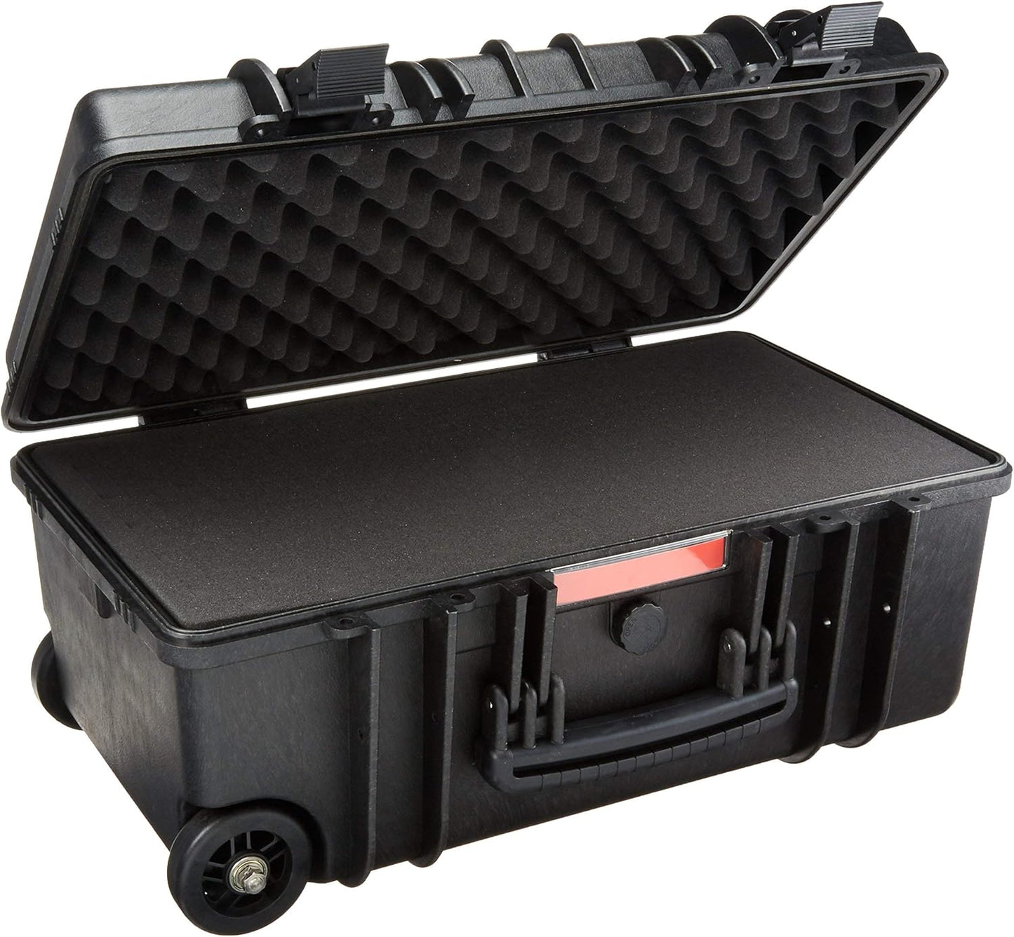 Amazon Basics Hard Camera Case with Wheels, Large, Black, Solid, 22"L x 14"W x 9.8"H