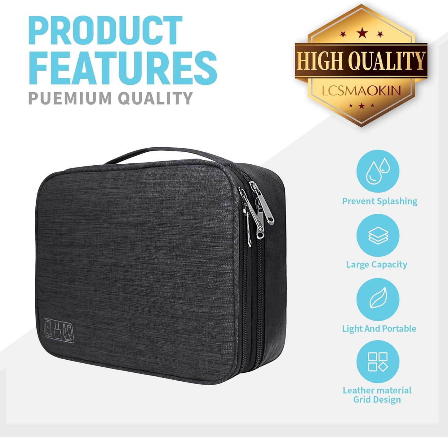 Electronics Travel Organizer,Large Double Layer Portable Waterproof Travel Organizer Bag for Charging Cable Storage,Ipad,Power Bank,Hard Drive etc,for Travel,Business,5pcs Cable Ties-Purple