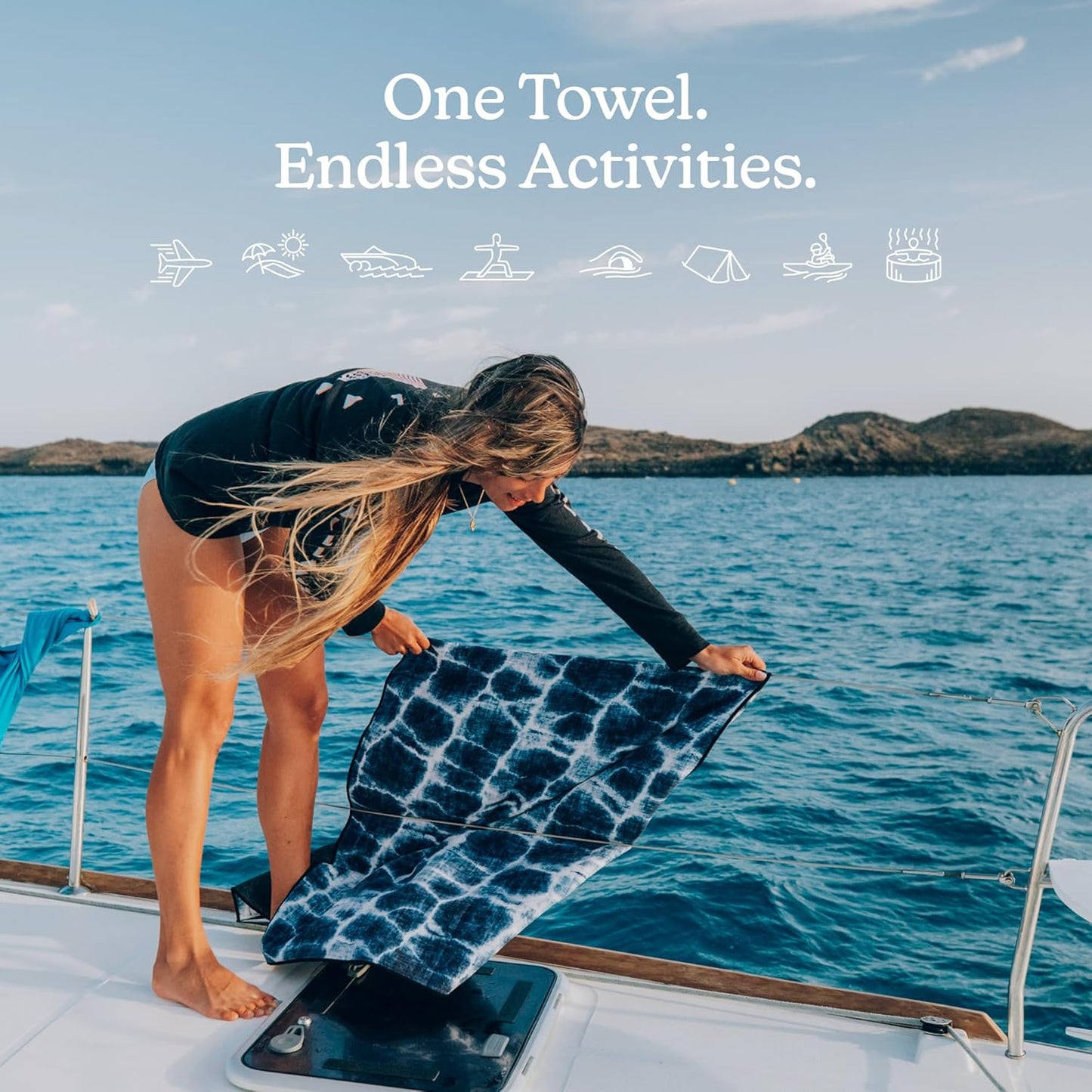 Nomadix Original Towel - Perfect for Beach, Pool, Travel, Camping, Yoga - Made with Recycled Materials - Super Absorbent - Sand Resistant- Aqua Blue - 72.5x30