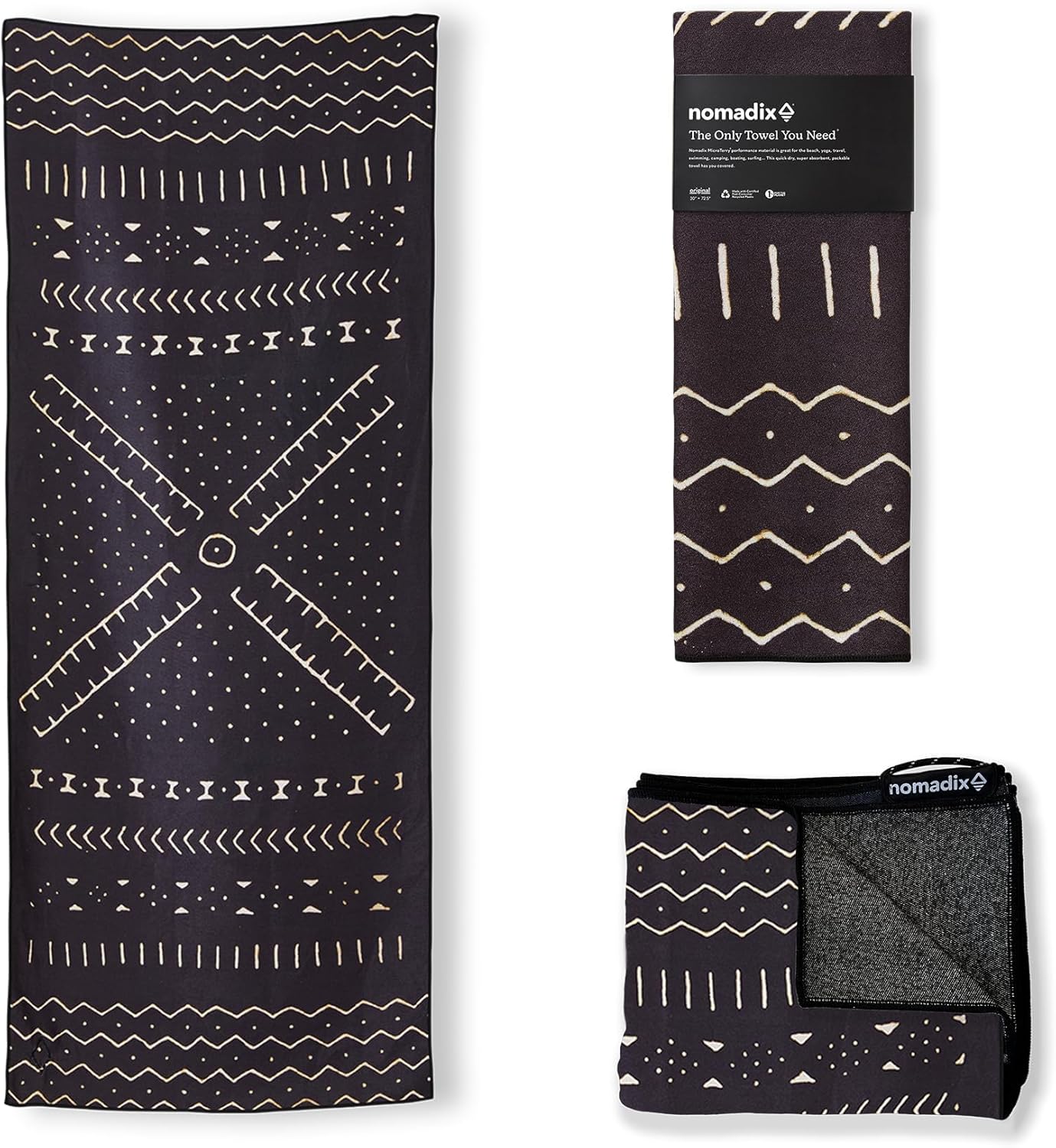 Nomadix Original Towel - Perfect for Beach, Pool, Travel, Camping, Yoga - Made with Recycled Materials - Super Absorbent - Sand Resistant - Mud Cloth - 72.5" x 30"