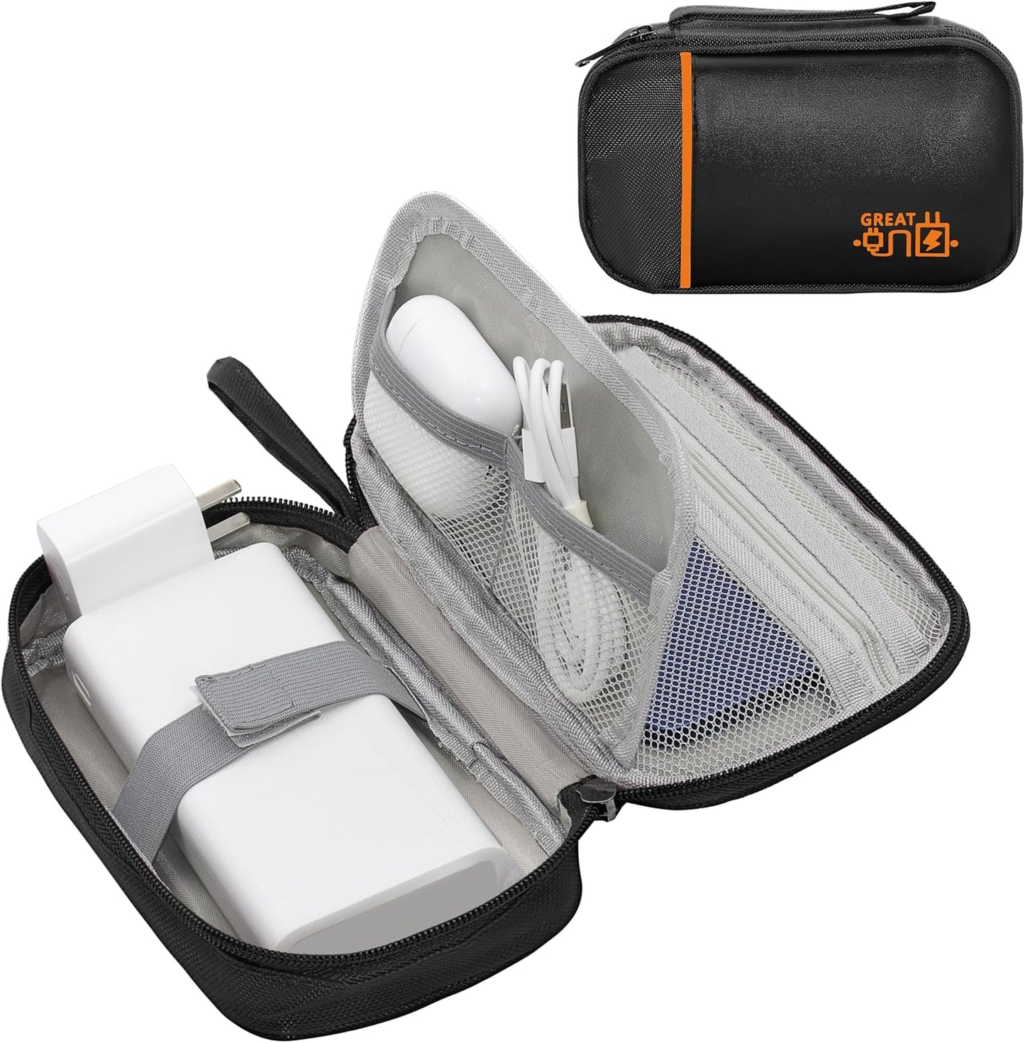 Electronics Organizer,Travel Cord Organizer Pouch, Portable Cable Organizer Bags, Waterproof Electronic Accessories Storage Case for Cables, Cords, Charger, Phone (Single Layer-Small-Black)