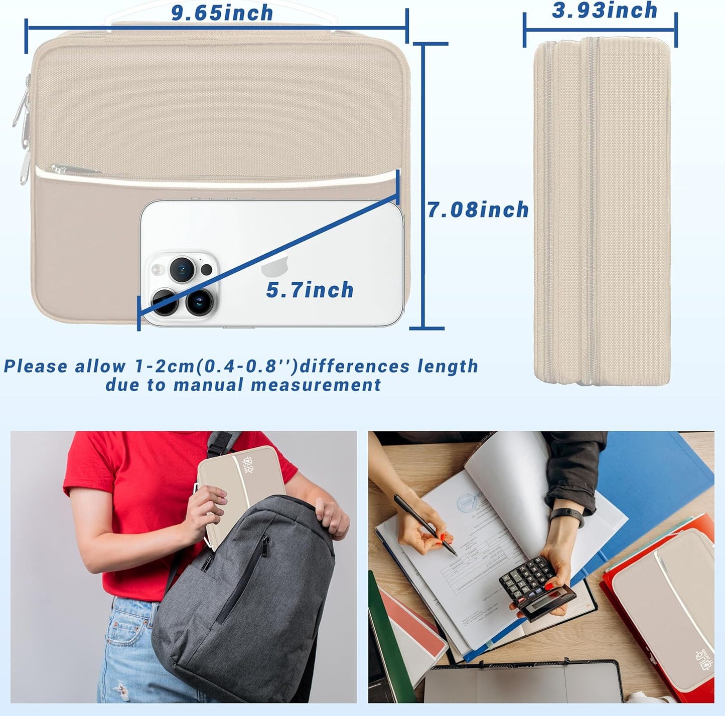 Electronics Organizer,Travel Cord Organizer Pouch, Portable Cable Organizer Bags, Waterproof Electronic Accessories Storage Case for Cables, Cords, Charger, Phone (Double Layer-Beige)