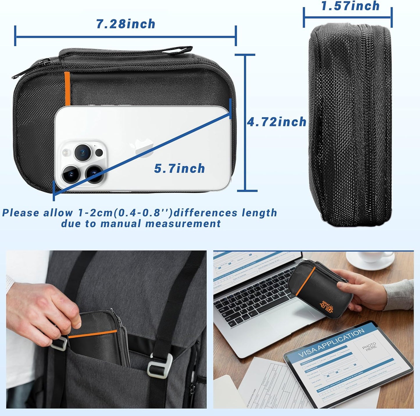 Electronics Organizer,Travel Cord Organizer Pouch, Portable Cable Organizer Bags, Waterproof Electronic Accessories Storage Case for Cables, Cords, Charger, Phone (Single Layer-Small-Black)