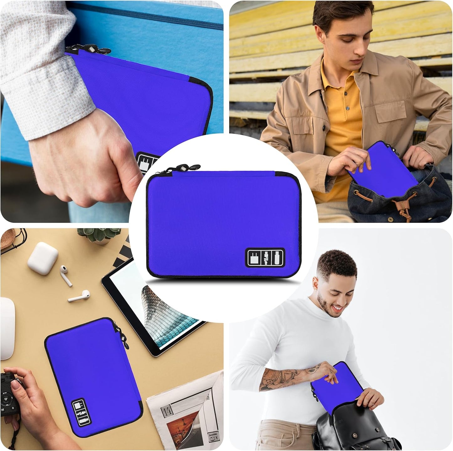 Electronics Organizer,Travel Cord Organizer Pouch, Portable Cable Organizer Bags,Travel Electronic Accessories Storage Case for Cables, Cords, Charger, Phone (Royal Blue)