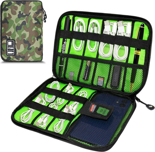 Electronics Organizer,Travel Cord Organizer Pouch, Portable Cable Organizer Bags,Travel Electronic Accessories Storage Case for Cables, Cords, Charger, Phone (CamouflageGreen)