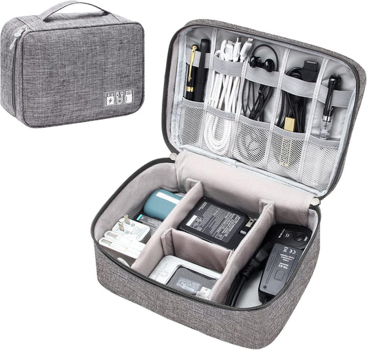Electronics Organizer Travel Universal Cable Organizer Bag Waterproof Electronics Accessories Storage Cases for Cable, Charger, Phone, USB, SD Card, Hard Drives, Power Bank, Cords
