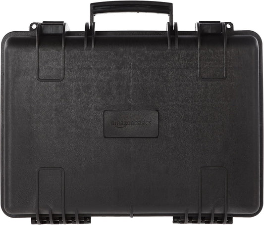 Amazon Basics Hard Camera Case, Medium, Black, Solid, 18"L x 14"W x 6"H